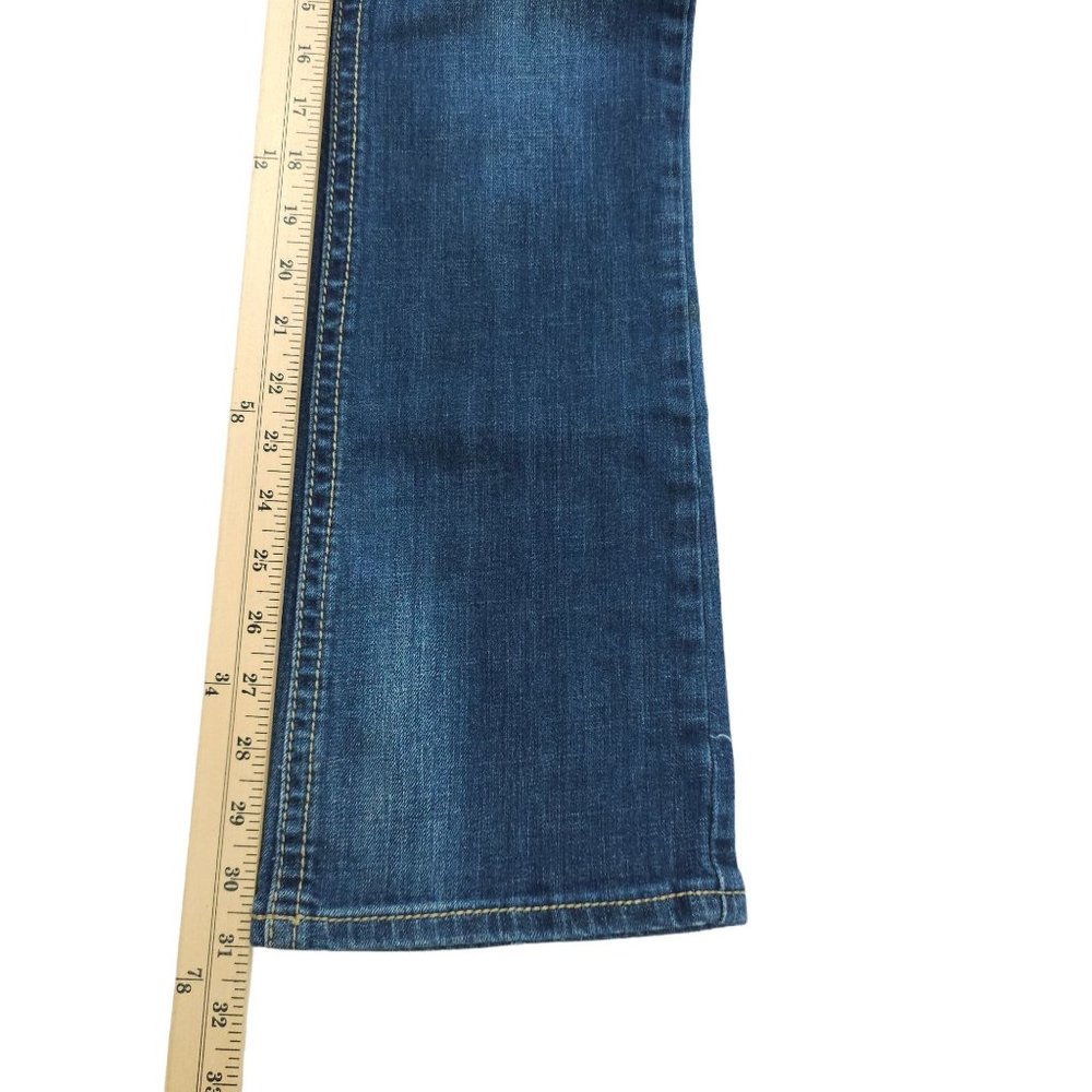 Antique Rivet Jeans BootCut Western Low Rise Sz 29 Rhinestone Stretch Distressed - Picture 8 of 14